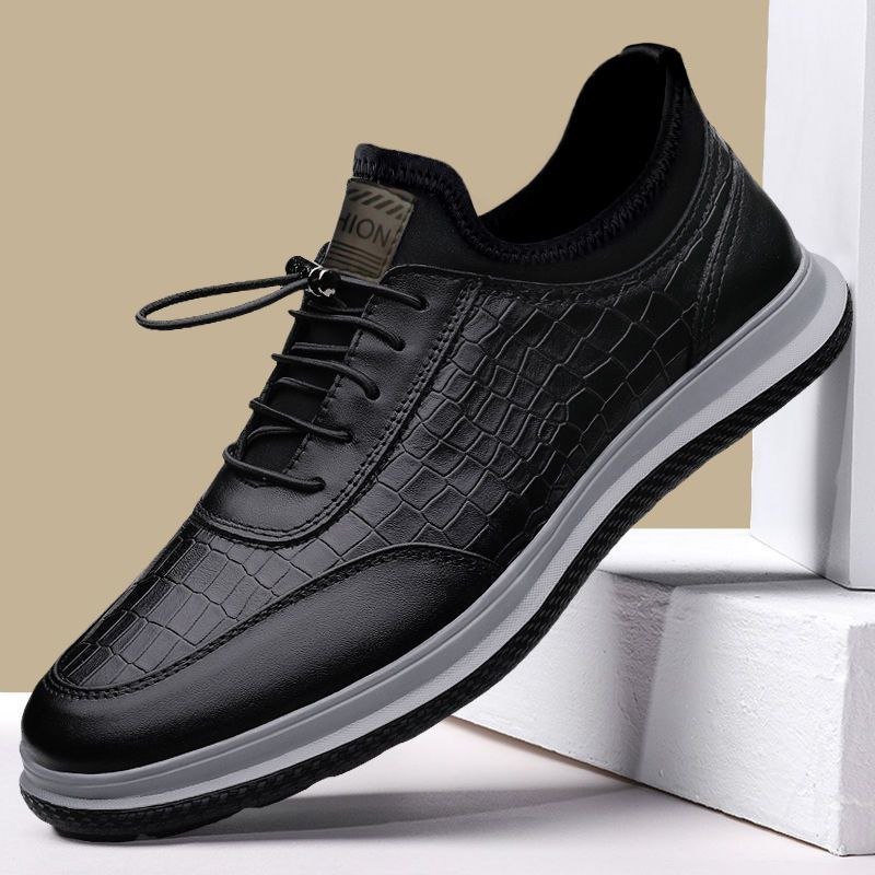 Stone Pattern Causal Tennis Sneakers PU Leather Fitness Shoes For Men