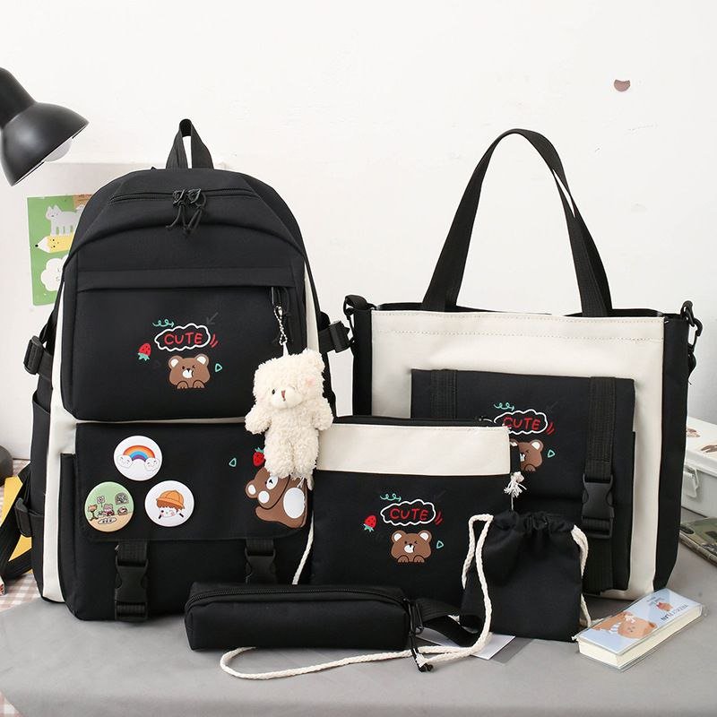 Cute Girls Backpack Schoolbag With Lunch Bag Cartoon Bear