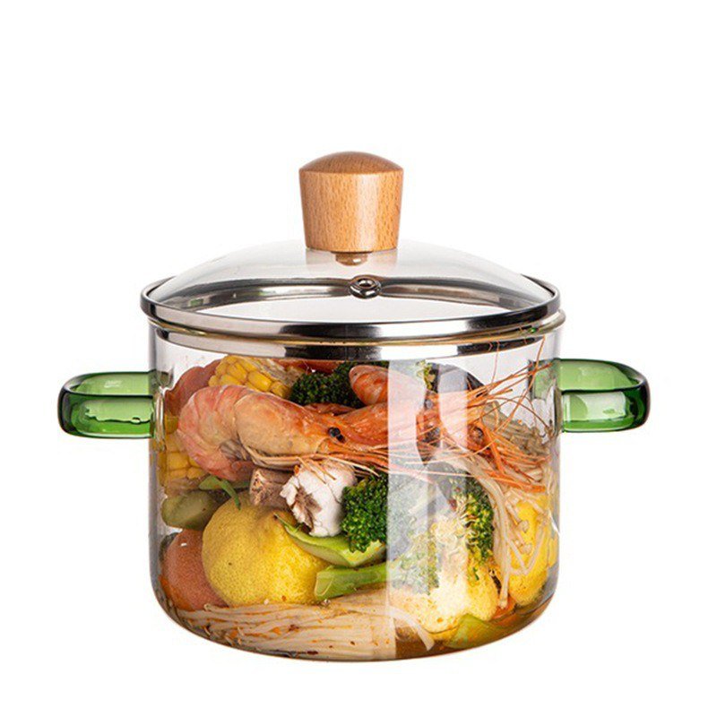 Microwaveable Tempered Glass Bowl Cooking Pot with Handles