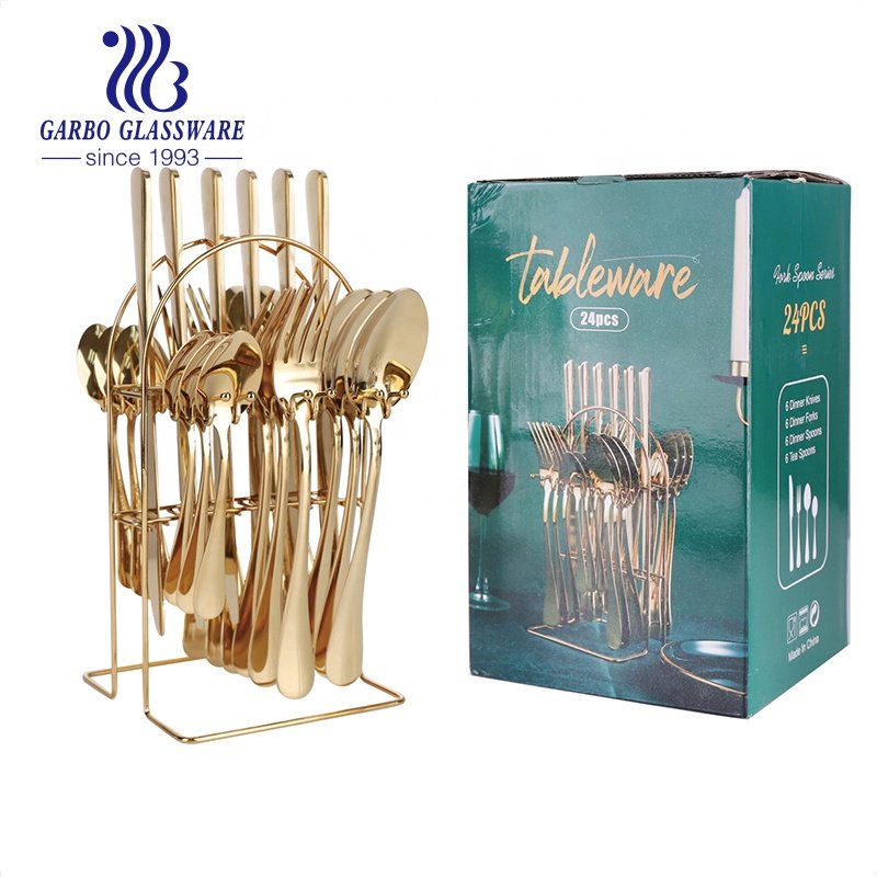 24Pcs Stainless Cutlery Set with Stand