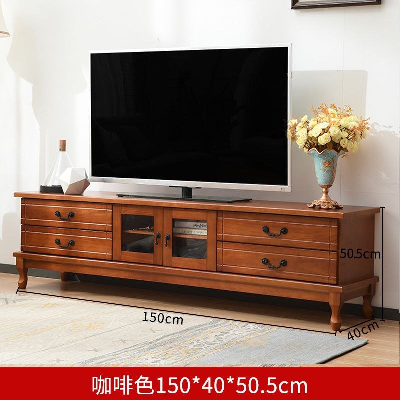 Luxury Solid Wood Living Room Retro TV Cabinet With Drawers