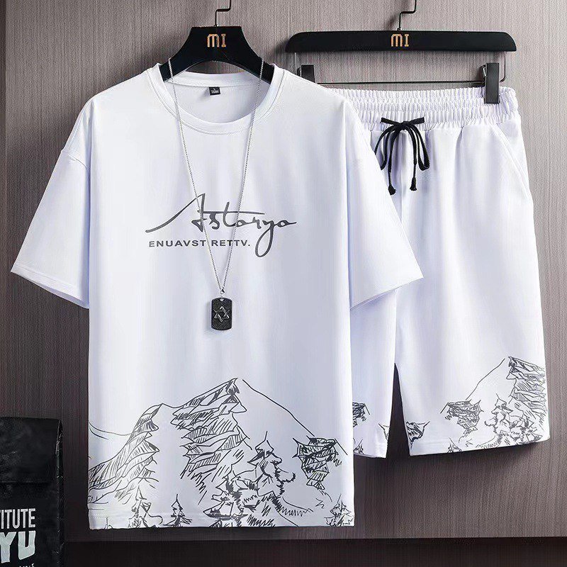 Men's Set With Short Sleeve Top And Sport Shorts