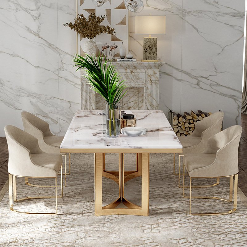 Nordic Marble long Rectangular Dining Table 6 Seater