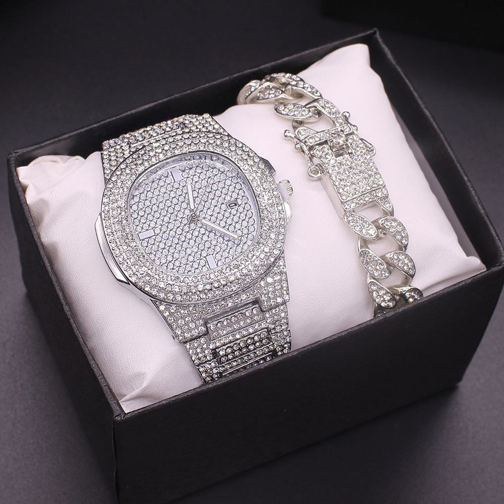 Luxury Men Watch With bracelet box Lced Out Diamond